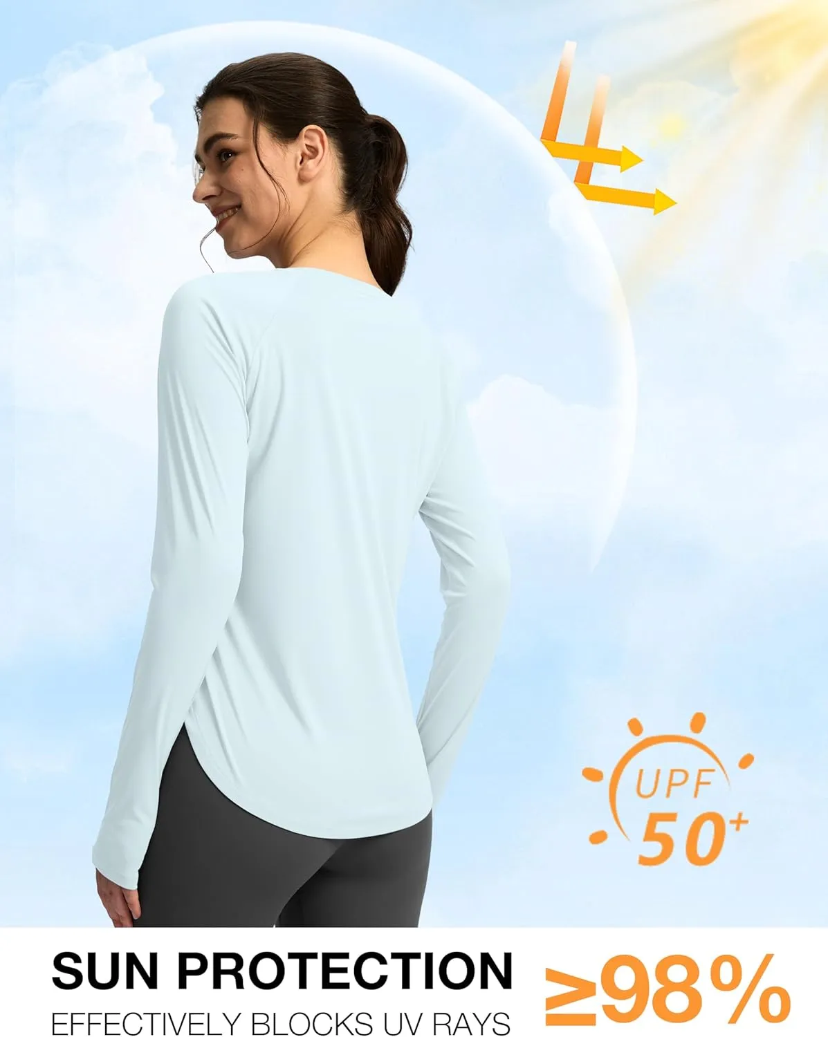 Soothfeel Womens Sun Shirts UPF 50  UV Protection Lightweight Quick Dry Long Sleeve Workout Hiking Tops Outdoor