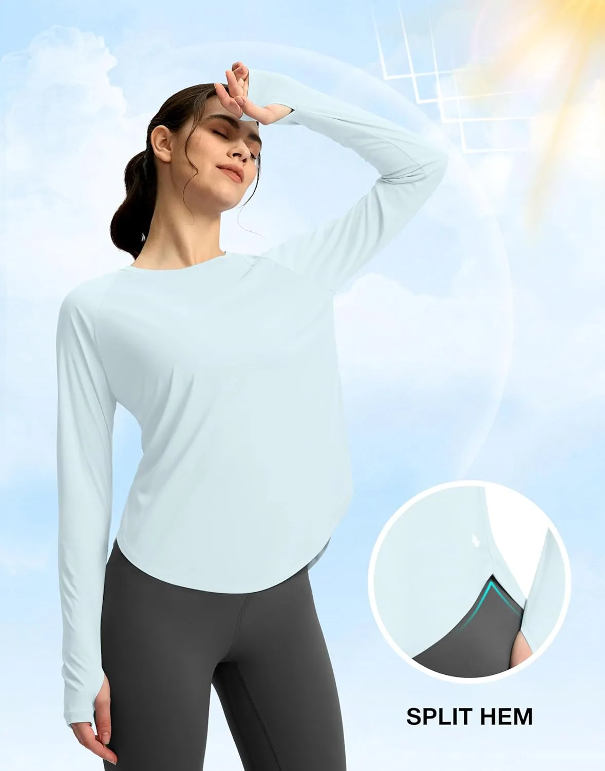 Soothfeel Womens Sun Shirts UPF 50  UV Protection Lightweight Quick Dry Long Sleeve Workout Hiking Tops Outdoor