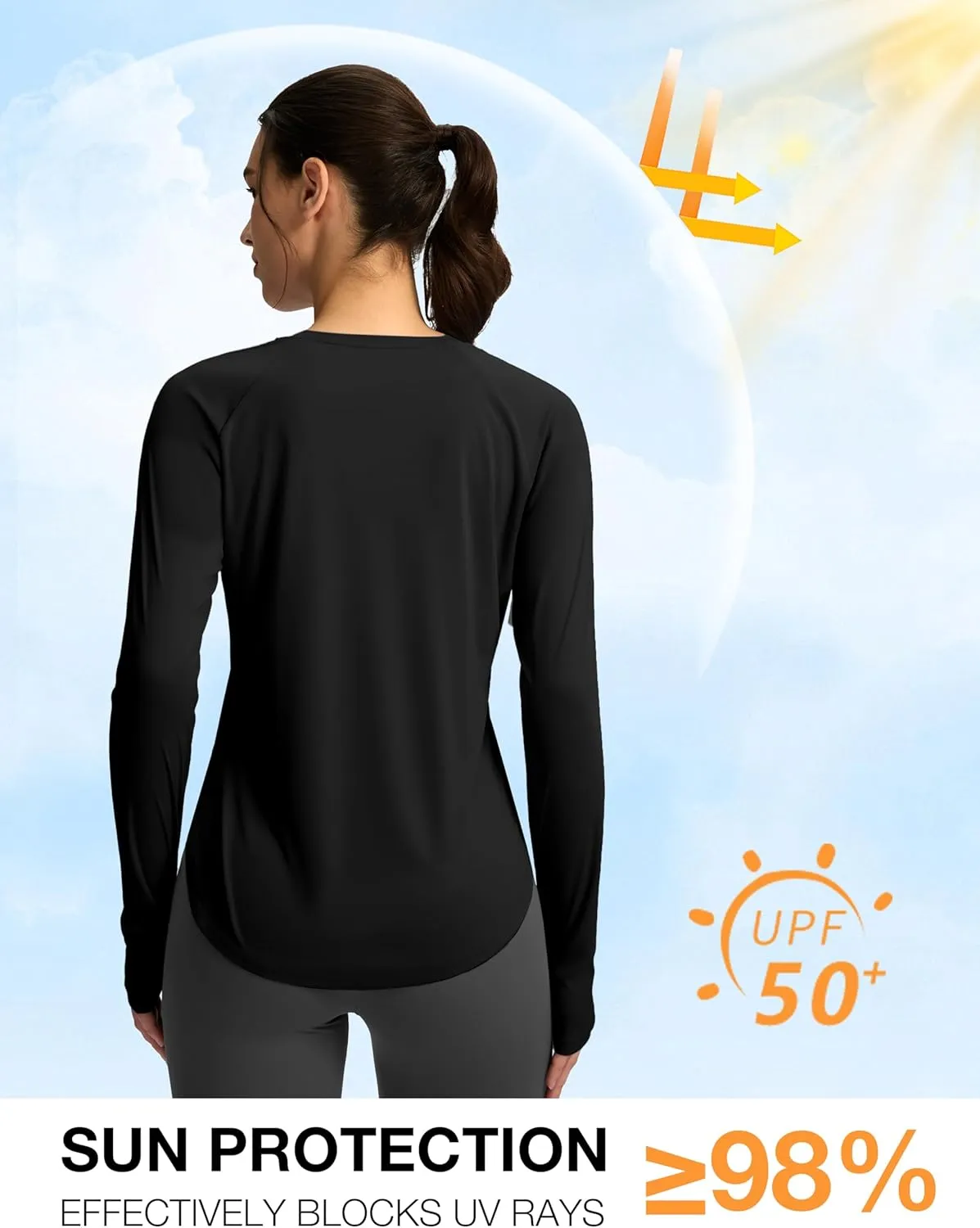 Soothfeel Womens Sun Shirts UPF 50  UV Protection Lightweight Quick Dry Long Sleeve Workout Hiking Tops Outdoor