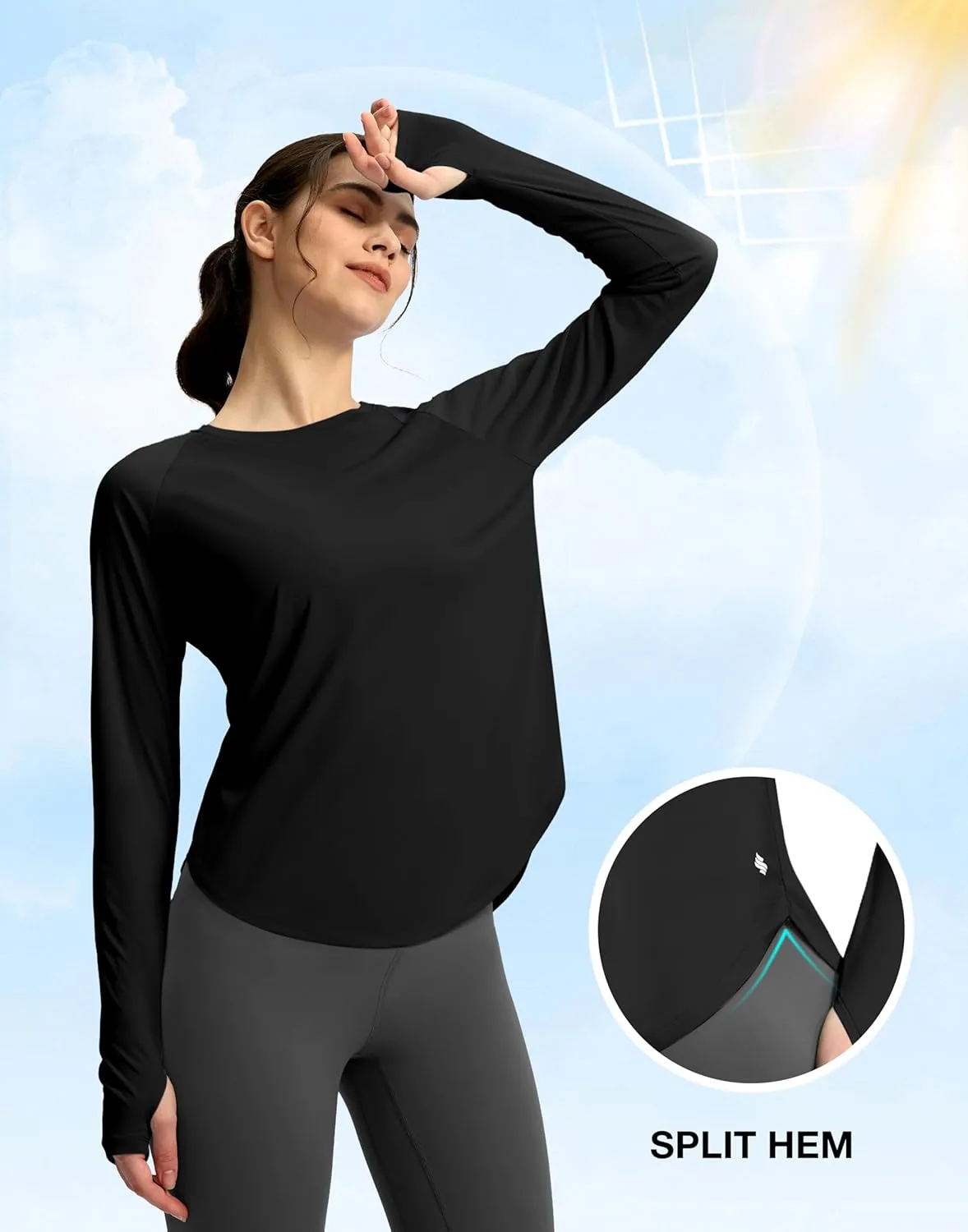 Soothfeel Womens Sun Shirts UPF 50  UV Protection Lightweight Quick Dry Long Sleeve Workout Hiking Tops Outdoor