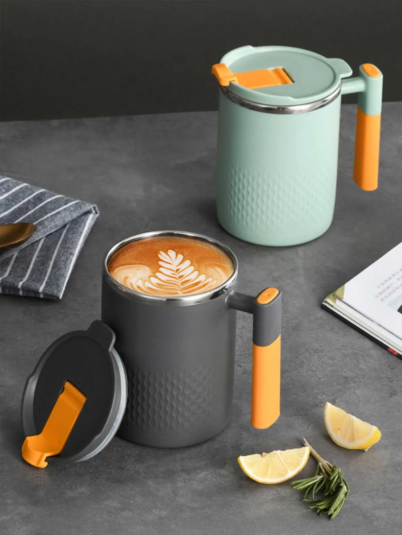Stainless Steel Coffee Cup with Lid and Double Wall
