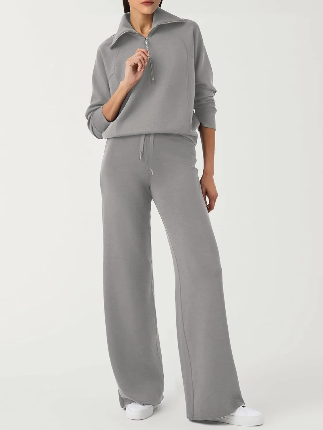 SuperPrity Women 2 Piece Outfits 2024 Fall Fashion Trendy Sweatsuit Oversized Sweatshirt Sweatpants Matching Sweat Lounge Set