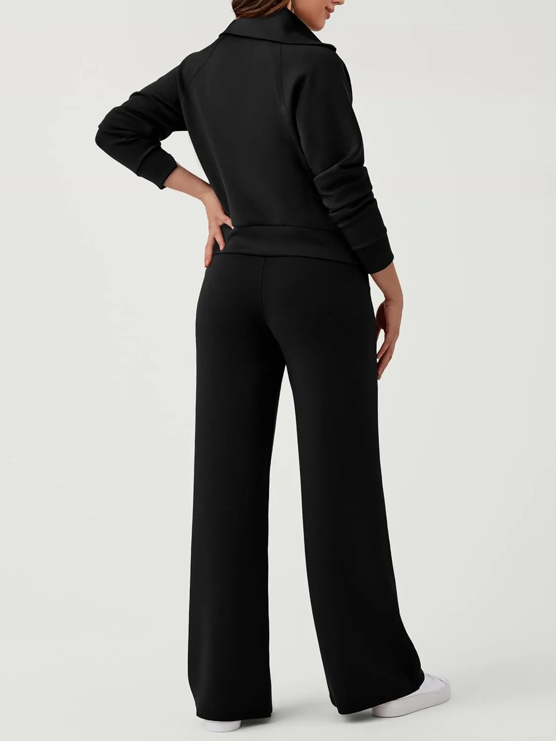 SuperPrity Women 2 Piece Outfits 2024 Fall Fashion Trendy Sweatsuit Oversized Sweatshirt Sweatpants Matching Sweat Lounge Set