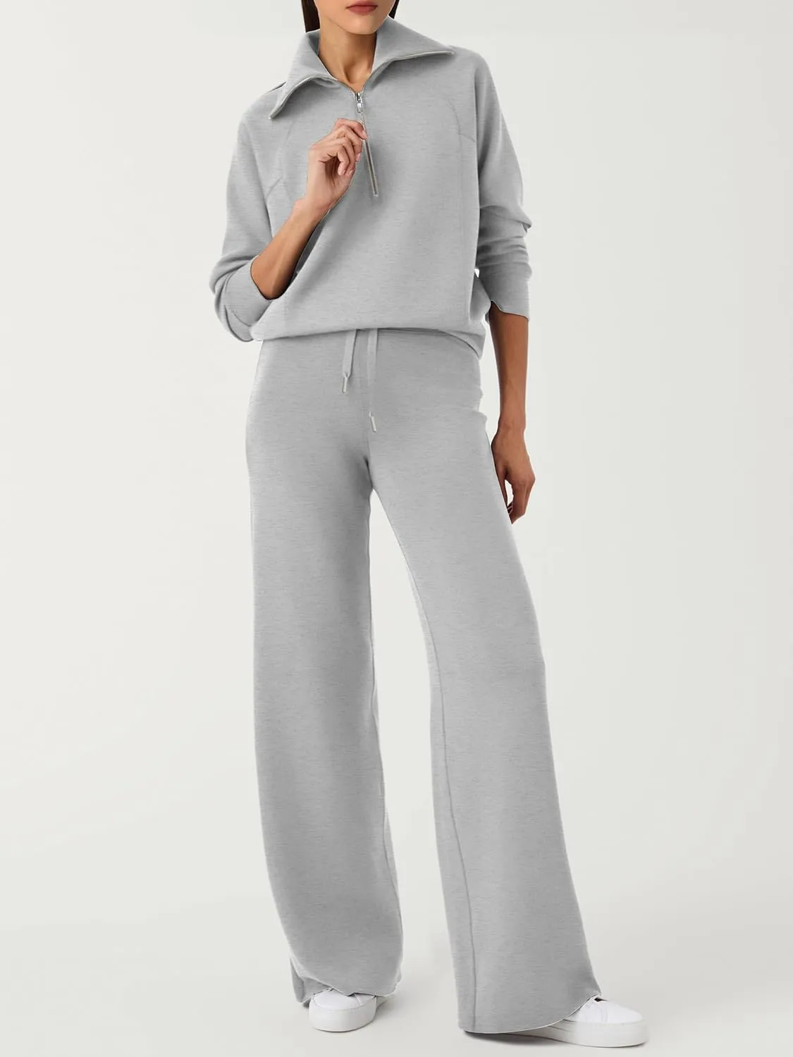 SuperPrity Women 2 Piece Outfits 2024 Fall Fashion Trendy Sweatsuit Oversized Sweatshirt Sweatpants Matching Sweat Lounge Set