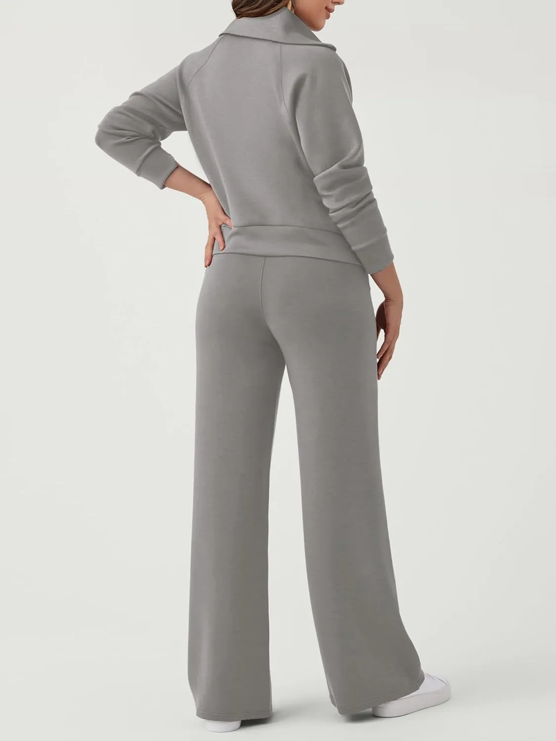 SuperPrity Women 2 Piece Outfits 2024 Fall Fashion Trendy Sweatsuit Oversized Sweatshirt Sweatpants Matching Sweat Lounge Set