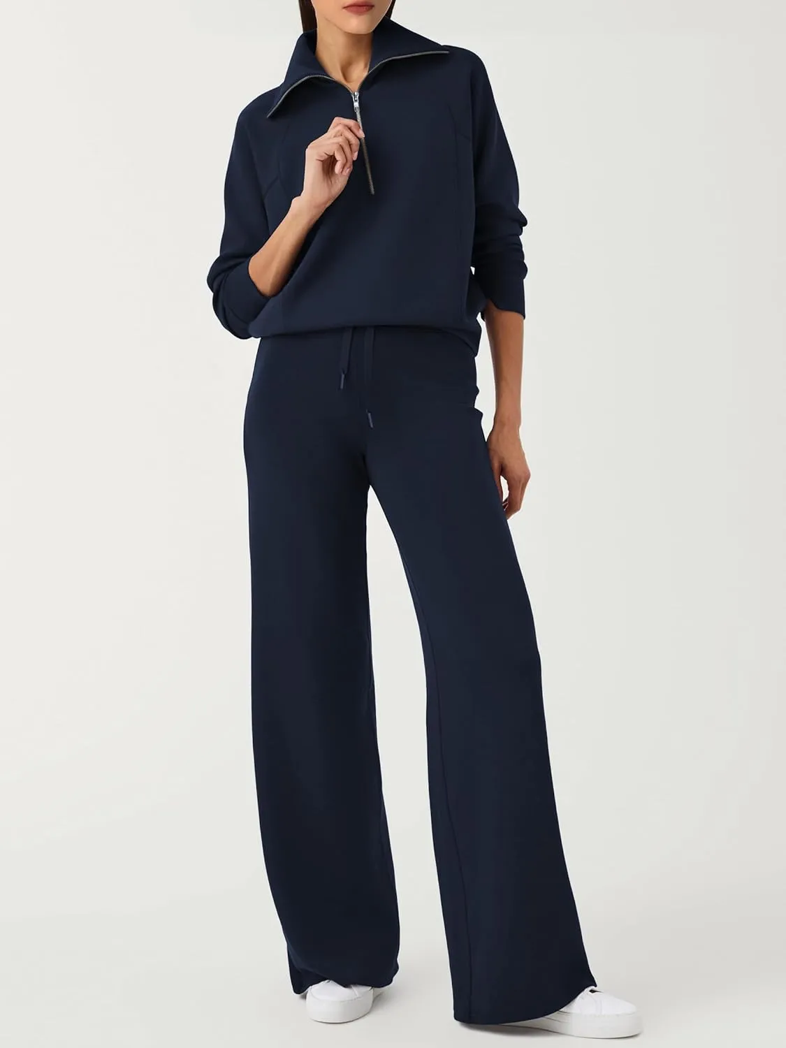 SuperPrity Women 2 Piece Outfits 2024 Fall Fashion Trendy Sweatsuit Oversized Sweatshirt Sweatpants Matching Sweat Lounge Set