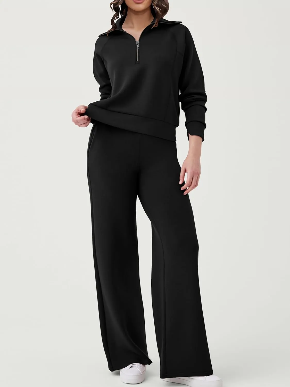 SuperPrity Women 2 Piece Outfits 2024 Fall Fashion Trendy Sweatsuit Oversized Sweatshirt Sweatpants Matching Sweat Lounge Set