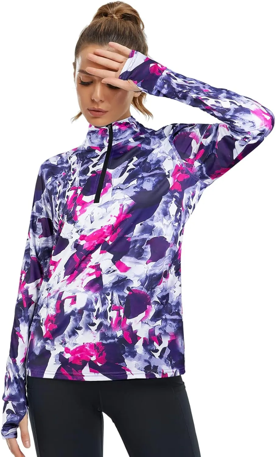 Tanst Sky Womens Golf Shirts Long Sleeve Athletic Quarter Zip Pullover Sun Protection Running Hiking Tops