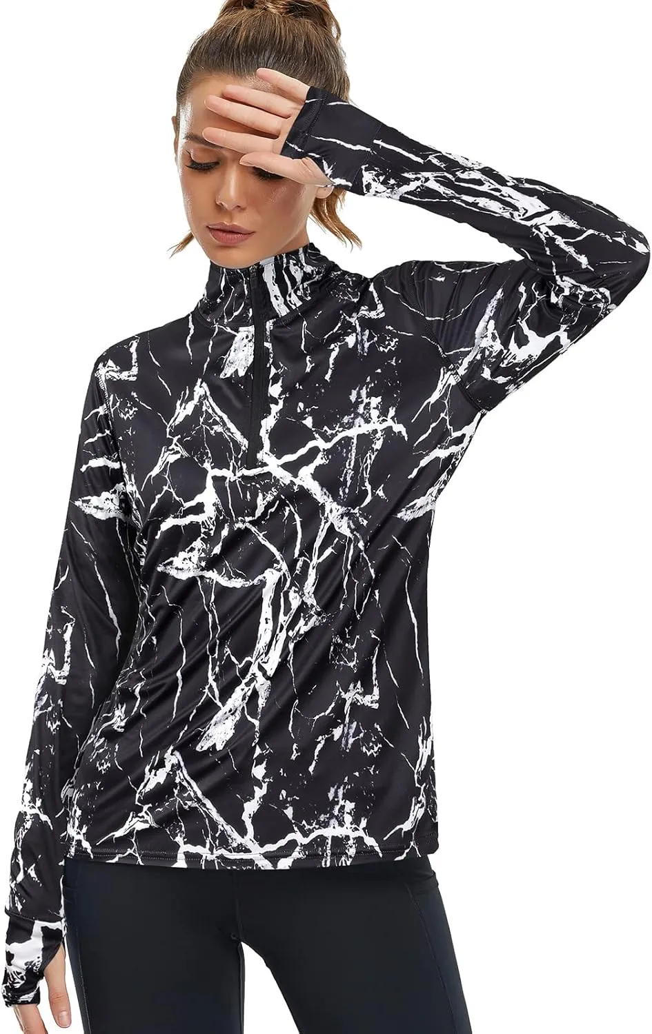 Tanst Sky Womens Golf Shirts Long Sleeve Athletic Quarter Zip Pullover Sun Protection Running Hiking Tops