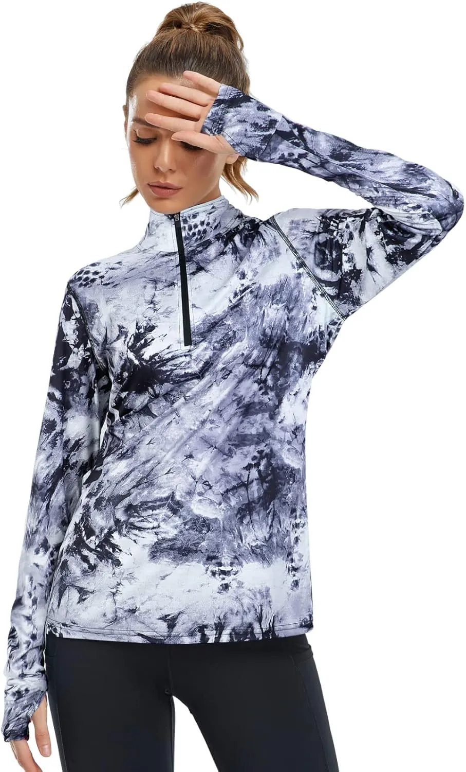 Tanst Sky Womens Golf Shirts Long Sleeve Athletic Quarter Zip Pullover Sun Protection Running Hiking Tops