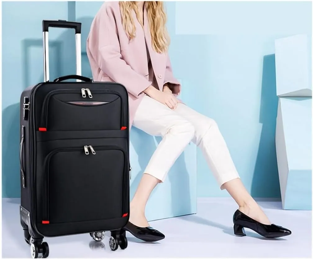 Travel Suitcase Softside Luggage With Spinner Wheels, Black,Expandable Softside Carry-On Carry-on Luggage