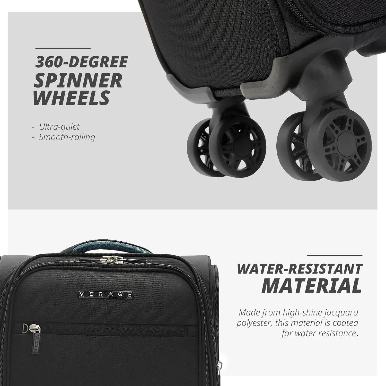 Verage 14.5 inch Underseat Carry On Luggage with Wheels, Black Softside Small Suitcase Spinner Wheeled Rolling Travel Laptop Bag for Airlines Airplanes Short Trip Men Women