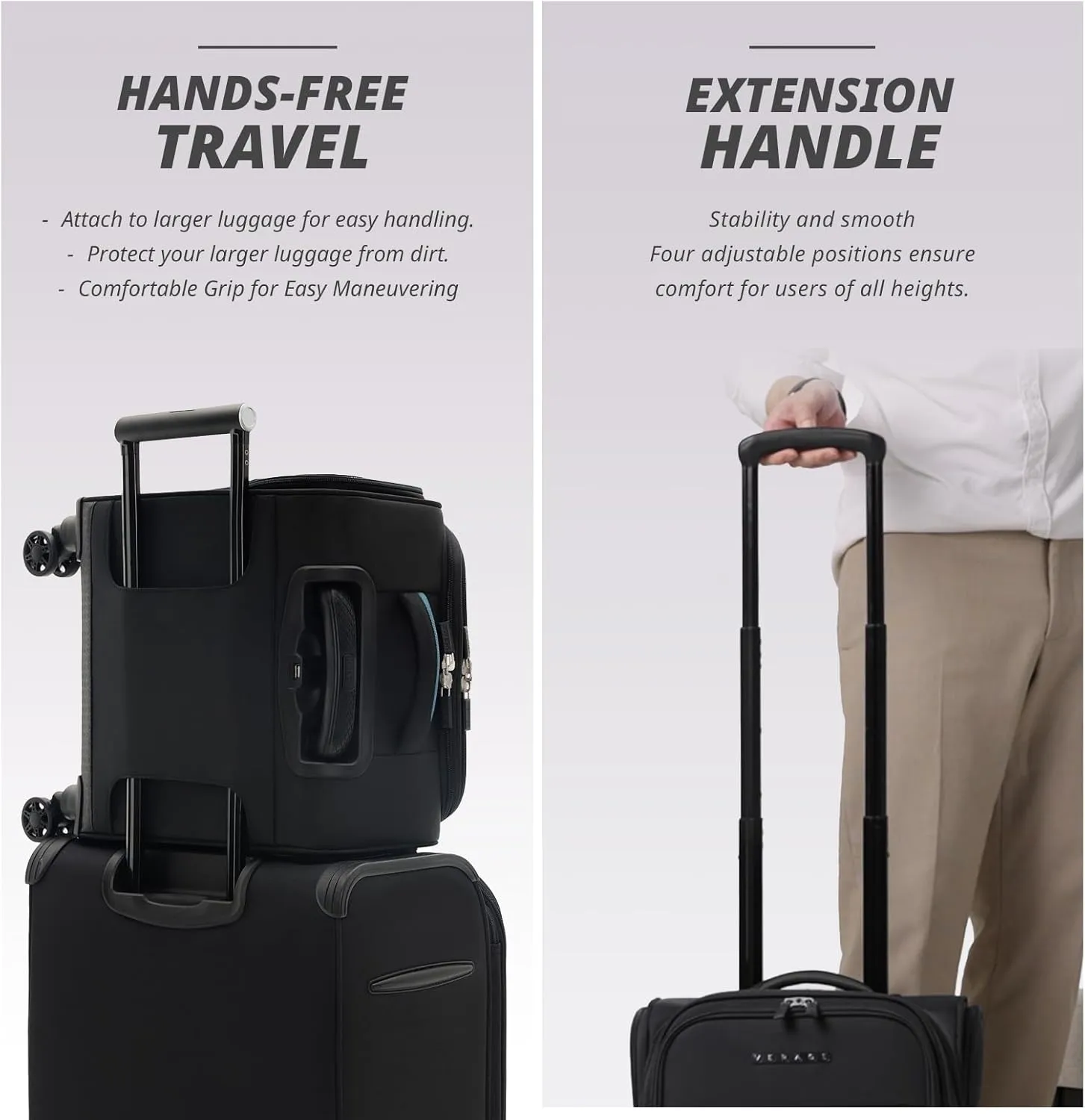 Verage 14.5 inch Underseat Carry On Luggage with Wheels, Black Softside Small Suitcase Spinner Wheeled Rolling Travel Laptop Bag for Airlines Airplanes Short Trip Men Women