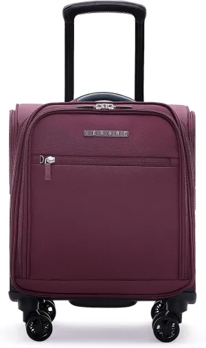 Verage 14.5 inch Underseat Carry On Luggage with Wheels, Softside Small Suitcase Spinner Wheeled Rolling Travel Laptop Bag for Airlines Short Trip Men Women (Grape red, 14.5-Inch Plus Underseat)