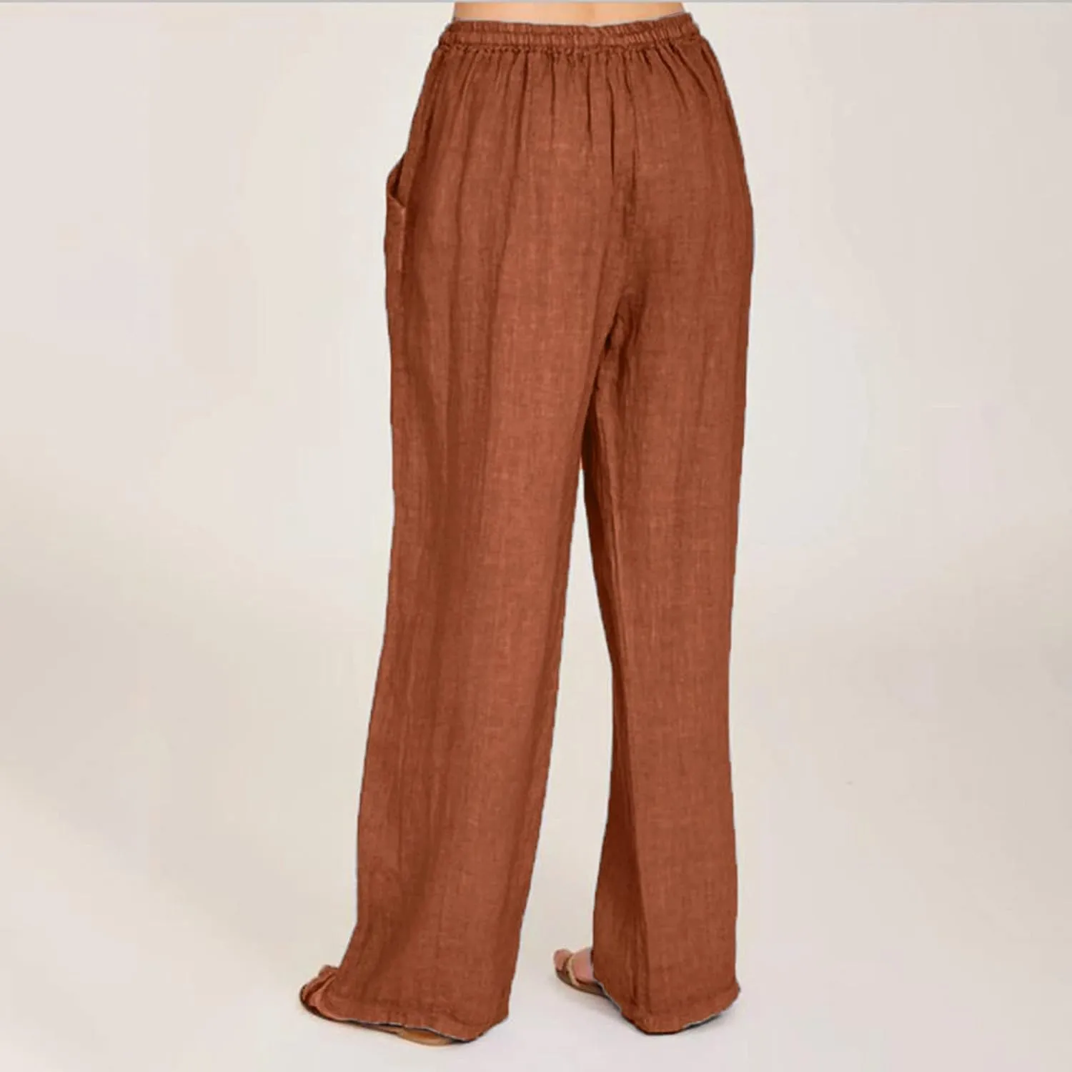 Wide Leg Linen Pants Women Summer Drawstring High Waisted Casual Pants Flowy Palazzo Pants Lightweight Beach Trousers