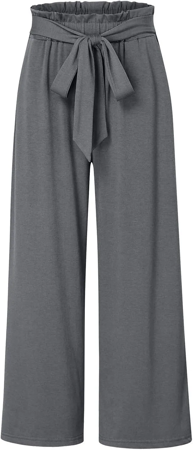 Women's Cotton Linen Pants Casual Wide Leg Beach Pants Summer Vacation High Waisted Palazzo Trousers Lightweight Lounge Pants