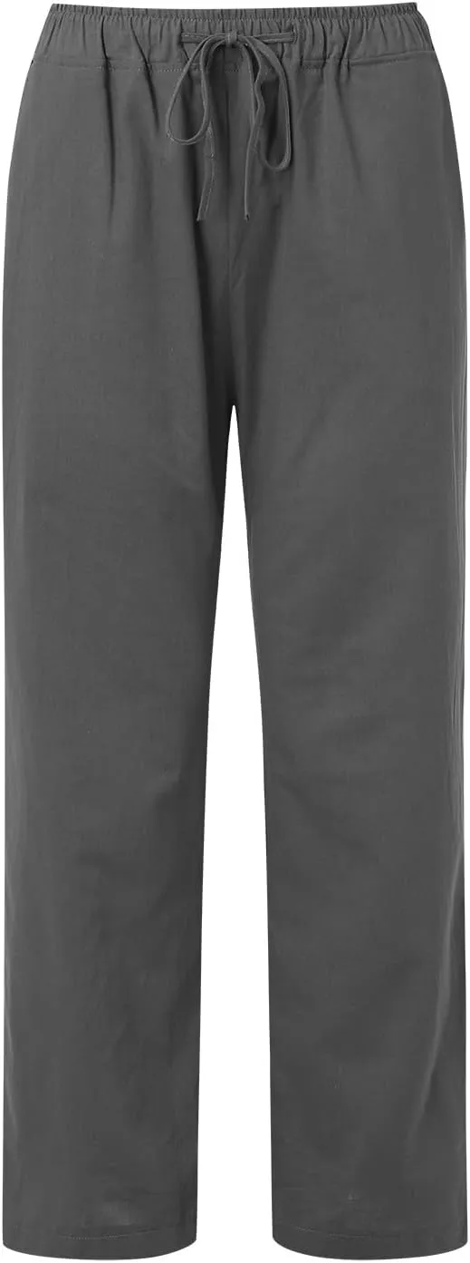 Womens Summer Linen Pants Wide Leg Casual Palazzo Pant Lounge High Waisted Beach Long Trousers Pants with Pockets