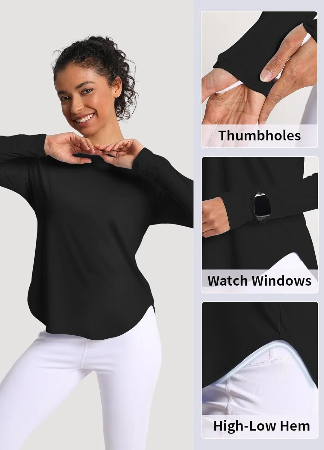 Women's Sun Shirts UPF 50  UV Protection Long Sleeve Rash Guard Lightweight Quick Dry SPF Hiking Tops