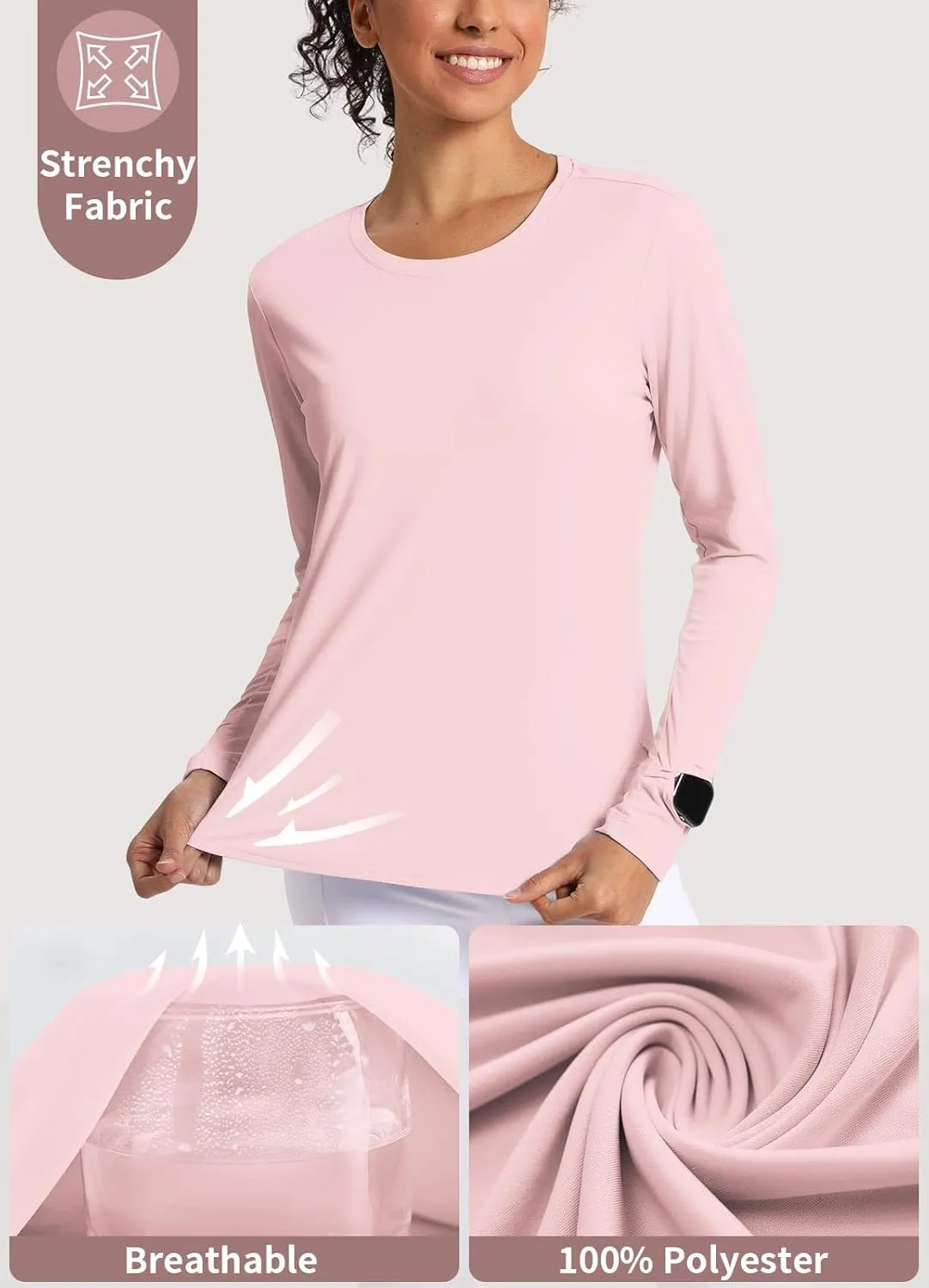 Women's Sun Shirts UPF 50  UV Protection Long Sleeve Rash Guard Lightweight Quick Dry SPF Hiking Tops