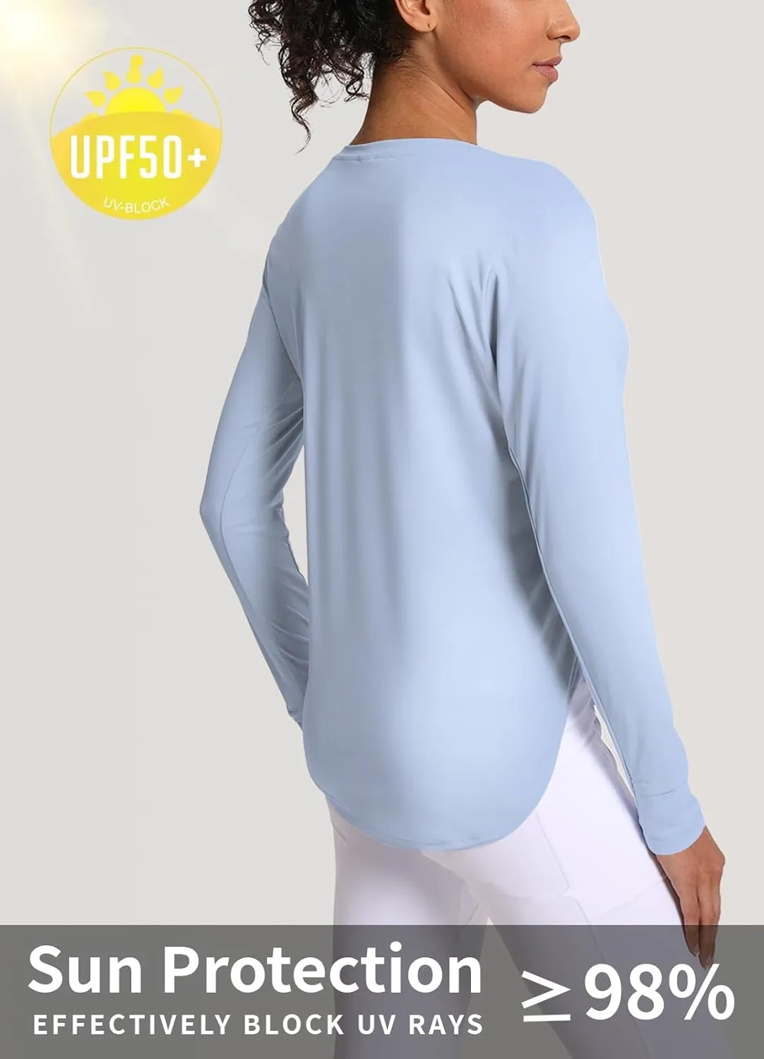 Women's Sun Shirts UPF 50  UV Protection Long Sleeve Rash Guard Lightweight Quick Dry SPF Hiking Tops