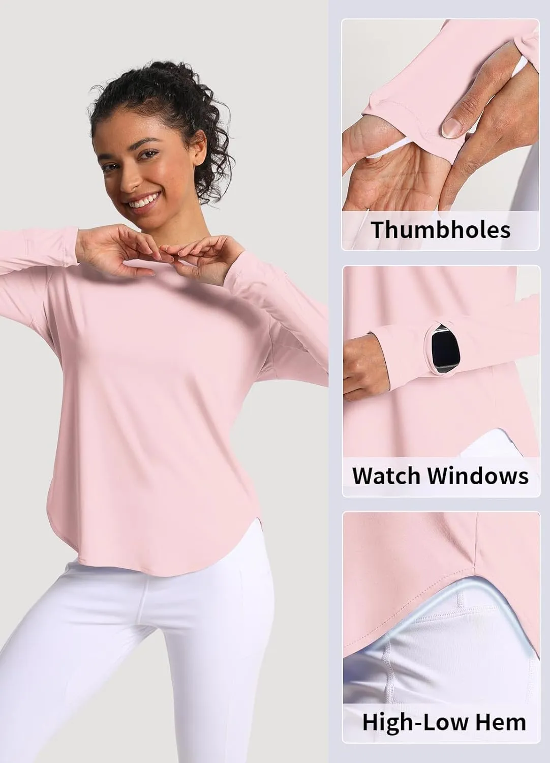 Women's Sun Shirts UPF 50  UV Protection Long Sleeve Rash Guard Lightweight Quick Dry SPF Hiking Tops