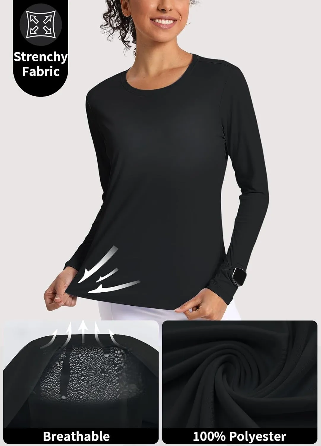 Women's Sun Shirts UPF 50  UV Protection Long Sleeve Rash Guard Lightweight Quick Dry SPF Hiking Tops