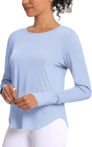 Women's Sun Shirts UPF 50  UV Protection Long Sleeve Rash Guard Lightweight Quick Dry SPF Hiking Tops