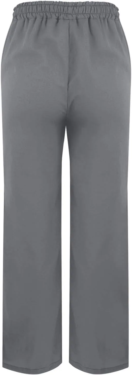 Womens Wide Leg Cotton Linen Pants Side Slit Hem Ankle Length Slacks Casual Elastic Waist Trousers with Pockets