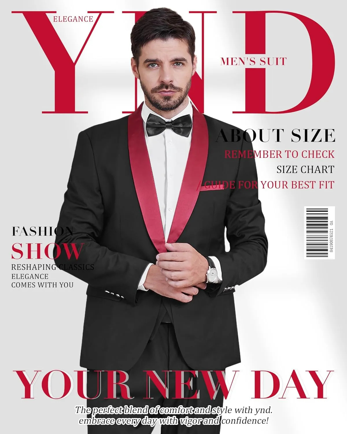 YND Men's One Button Casual Slim Fit Blazer, Shawl Lapel Lightweight Jacket Dinner Prom Party Tuxedo