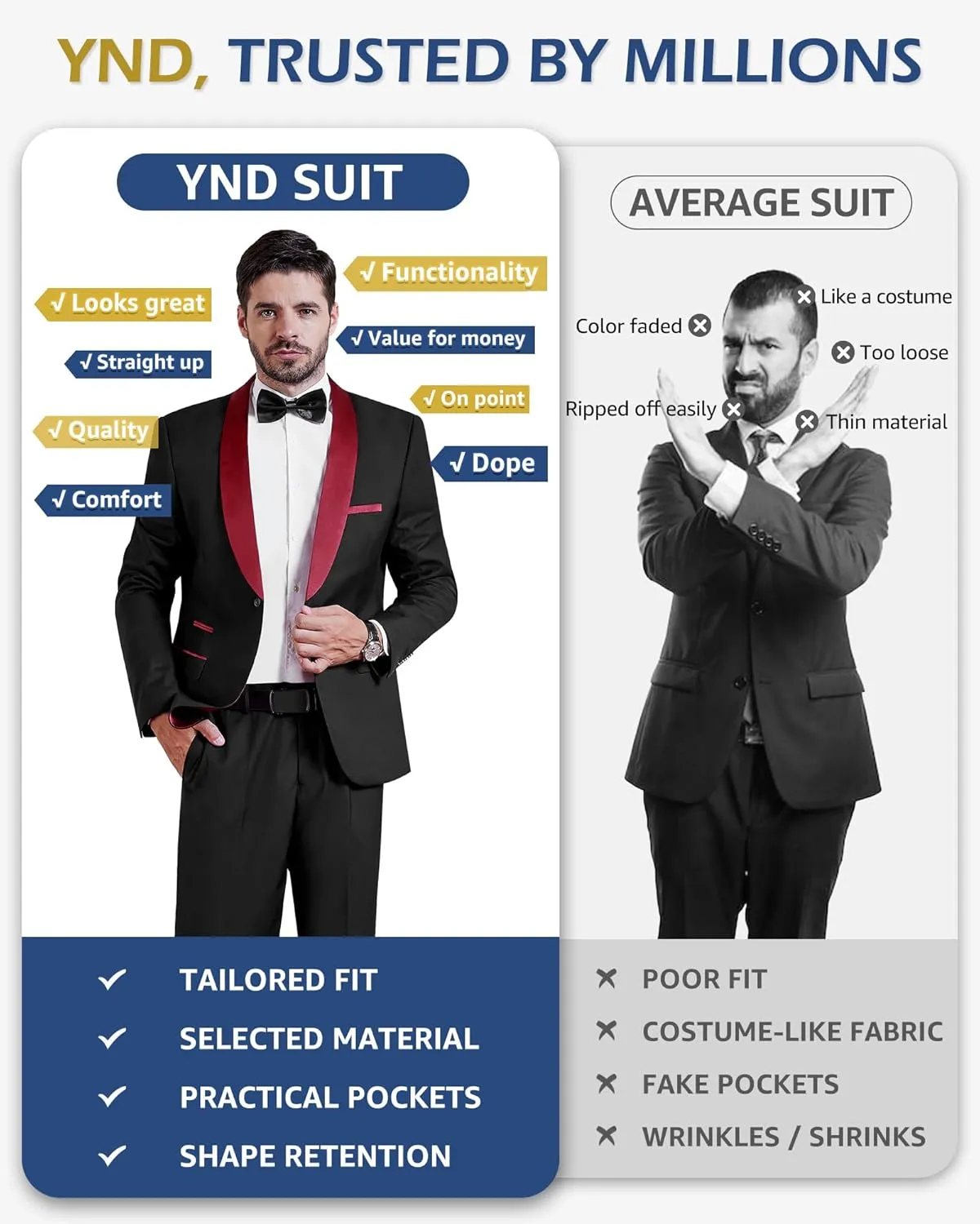 YND Men's One Button Casual Slim Fit Blazer, Shawl Lapel Lightweight Jacket Dinner Prom Party Tuxedo