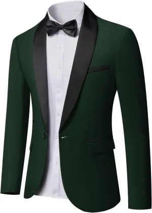 YND Men's One Button Casual Slim Fit Blazer, Shawl Lapel Lightweight Jacket Dinner Prom Party Tuxedo