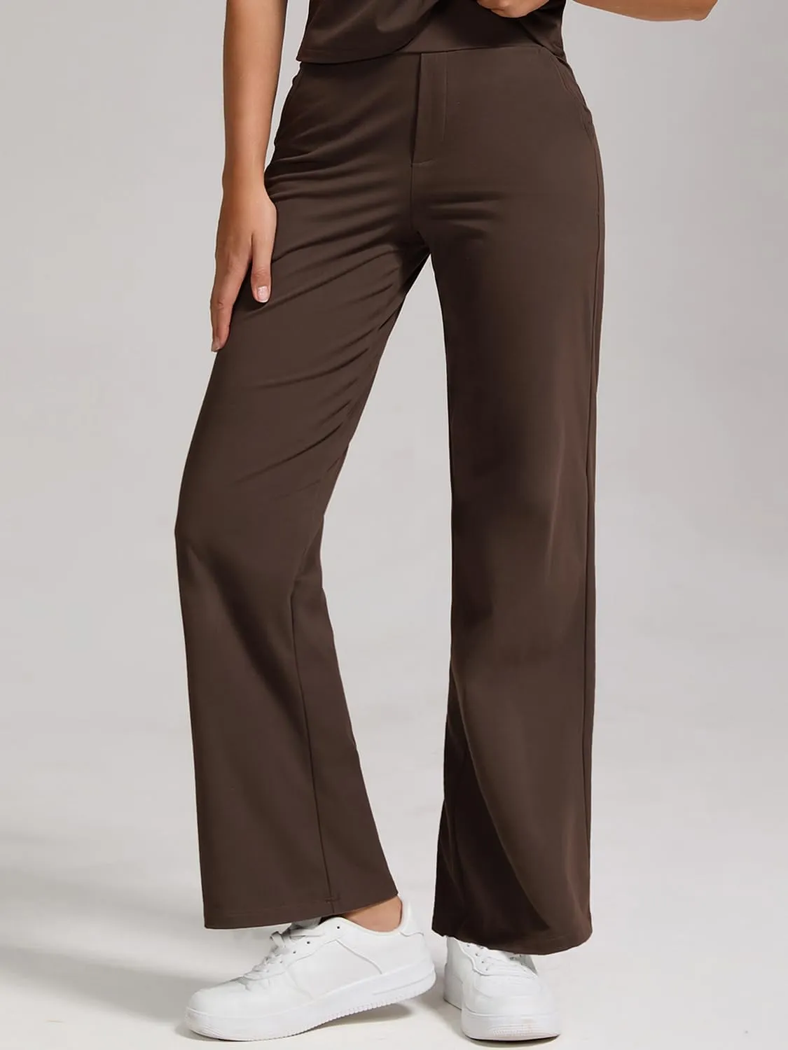 ZFLM Women Casual Loungewaer 2 Piece Outfits Short Sleeved Wide Leg High Waisted Pants with Pockets Tracksuit Sets Streetwear
